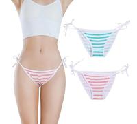YOMORIO Hot Cute Japanese Style Blue&pink Stripe Panties Bikini Cosplay Cotton Underwear (Lace), Lace, M