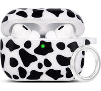 YOMPLOW AirPods Pro 2 Case - Soft Silicone Cover for Apple AirPods Pro 2nd Generation - Cute Cow Print Women's Case with Keychain - Black