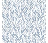 Yomshi 44CM*3M Blue Floral Peel and Stick Wallpaper Boho Self-Adhesive Wallpaper Vintage Leaf & Botanical Pattern Waterproof Vinyl for Cabinets, Accent Walls & DIY Home Décor Easy Install Bubble Free