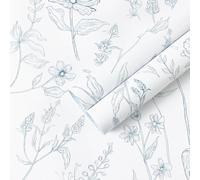 Yomshi Blue Self Adhesive Wallpaper Peel and Stick - Removable, Waterproof, Easy to Apply, Decorative Vinyl Film Sticky Back Plastic for Home, Office, Dorm Room Renter Friendly - 44x300cm