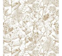 Yomshi Floral Leaf Self Adhesive Wallpaper Light Brown Peel and Stick Wallpaper 41CM×3M Contact Paper Vintage Garden Style Vinyl Film for Living Room Bedroom Wall