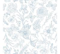 Yomshi Peel and Stick Wallpaper Blue and White 44×300cm Self Adhesive Wallpaper Floral and Butterfly Wallpaper Removable Vinyl Wrap Thickened Contact Paper for Living Room Bathroom Wall Furniture