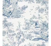 Yomshi Peel and Stick Wallpaper Blue White Self Adhesive Wallpaper 41cm x 20m Contact Paper Vintage Tree and Animal Wallpaper Waterproof Vinyl for Wall Furniture
