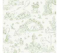 Yomshi Peel and Stick Wallpaper Green Cats Mailboxes and Botanical Wall Paper Roll 44 x 300 cm Boho Lovely Contact Paper for Drawers Walls Bedroom Bathroom Easy to Cut Renter Friendly