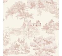 Yomshi Peel and Stick Wallpaper Pink and Beige Boho Contact Paper 44 x 300 cm Tree, Boat and Houses Vinyl Film Textured Waterproof Self Adhesive Wallpaper for Furniture Bedroom Dining Room