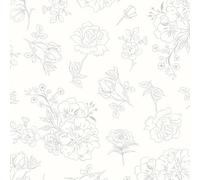 Yomshi Peel and Stick Wallpaper Vintage Floral Wallpaper White and Grey Contact Paper 44 x 1000 cm Self Adhesive Wallpaper for Drawers Bedroom Living Room Textured Removable Waterproof