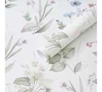 Yomshi Self Adhesive Wallpaper 44 x 300 cm Flower Leaf Vinyl Wrap Waterproof PVC Peel and Stick Wallpaper Textured Floral Contact Paper Sticky Back Plastic Roll for Wall Furniture Decor Beige