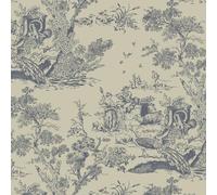 Yomshi Self Adhesive Wallpaper Blue and Beige Vintage Contact Paper 41CM×10M Peel and Stick Wallpaper Tree and Animal Vinyl Film Waterproof Vinyl Wrap for Living Room Furniture Kitchen