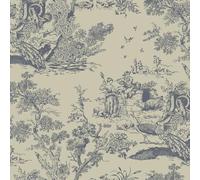 Yomshi Self Adhesive Wallpaper Blue and Beige Wall Paper Roll Peel and Stick Wallpaper Tree and Animal Vinyl Wrap 41×300cm Vintage Contact Paper for Living Room Bedroom Furniture