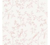 Yomshi Self Adhesive Wallpaper Pink Peel and Stick Wallpaper Bird Floral Wallpaper Sticky Back Plastic 44CM x 10M Waterproof Vinyl Film for Bedroom Living Room