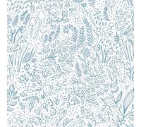 Yomshi Self Adhesive Wallpaper Vintage Blue Vinyl Film Mushroom and Botanical Pattern Wallpaper 44 x 300 cm Textured Waterproof Removable Contact Paper for Bathroom Living Room Peel and Stick Cabinet