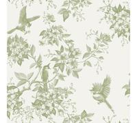 Yomshi Sticky Back Plastic Roll Green Vintage Contact Paper 44 x 1000 cm Birds and Flowers Self Adhesive Wallpaper Easy to Apply Removable Thickened Vinyl Film for Furniture Walls Living Room