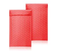 Yomuse 50pcs Padded Envelopes, 120mm x 210mm (4.7x8.3 Inch) Poly Bubble Mailers Self Seal, Waterproof Postal Bags for Mailing/Packaging (Red)