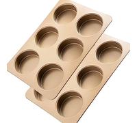 Yomvzake 2 Pack Hamburger Bun Pan, Nonstick Hamburger Bread Forms 4 Inch Cake Pan Mini Round Disc Pan for Baking Burger Buns English Muffin Whoopie Pies Muffin Top