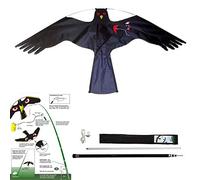 YomyRay Birds Pigeon Repellent Kite Simulated Hawk Flash Reflective Scare,Wind Power Professional Bird Scarer Device for Outdoor Home Garden Farm (Rod and Kite-One Set)