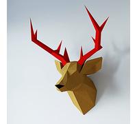 Yona DIY Deer Head Papercraft kit, Abstract Low Poly Animal DIY kits, Home decor, 3D Puzzle, kids crafts kits, Gift, origami 3D, Paper sculpture, Papercraft set for adults wall mount Antler decor