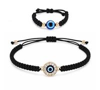 YONARROS Evil Eye Bracelet for Women Adjustable Black Bracelet with Ring, Adjustable, Rhinestone, Rhinestone