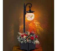 Yonaveil Solar Lamp Post Light with Planter, Matte Black Outdoor Flower Pots with Mosaic Glass, 2 in 1 Waterproof Solar Outdoor Lights for Porch Front Door Patio