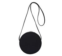 YONBEN Circle Crossbody Bag for Women Cotton Canvas Circle Purse with Zipper Adjustable Knot Shoulder Straps (Black/Canvas)