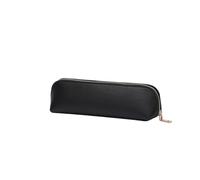 YONBEN pu leather Pencil Case Simple color Bag Zipper lightweight Storage (Black,Faux Leather)