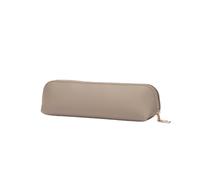 YONBEN pu leather Pencil Case Simple color Bag Zipper lightweight Storage (Khaki,Faux Leather)