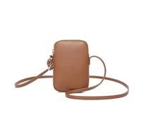 YONBEN PU leather Small Crossbody Purse Zipper Cell Phone Bag Mini Shoulder Purse Wallet Smart Phone, PU/Saddle Brown