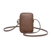 YONBEN PU leather Small Crossbody Purse Zipper Cell Phone Bag Mini Shoulder Purse Wallet Smart Phone, PU/Toffee Brown