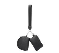 YONBEN Small Dual Pouch Wristlet Wallet Detachable Mini Zippered Coin Purse Compact Design, Black, Simple