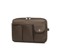 YONBEN Storage Bag-arge Cosmetic Bag for Women Travel Makeup Bag Zip Up Bag Pure Cotton Canvas Can be Suspended, Brown, Simple