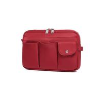 YONBEN Storage Bag-arge Cosmetic Bag for Women Travel Makeup Bag Zip Up Bag Pure Cotton Canvas Can be Suspended, Burgundy Red, Simple