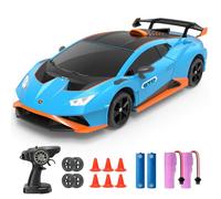 YONCHER RC Drift Car, Remote Control Car for Kids Lamborghini Officially Licensed, 1:24 20KM/H 4WD RC Cars with Lights, Fast Racing Toy Car for Boys Girls, Blue