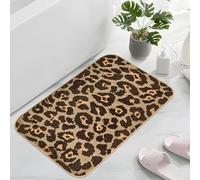 Yonchic Leopard Print Bathrooom Rugs, 20"x32" Cute Animal Pattern Bath Mat, Soft Absorbent Thick Microfiber, Non-Slip Machine Washable, Funny Fluffy Bathmat for Floor Bathtub Shower (Coffee Leopard)