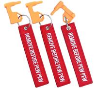 YONCONO 3Pack Chamber Safety Flag Fits Rifle Handguns Shotgun Pistol, Embroidery Tags Keychain Remove Before Pew Pew - Universal Compatibility (Red)