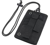 YONCONO Tactical ID Card Holder, Quick Rip-Away Badge Holder Hook & Loop Patch Adjustable Neck Lanyard for ID Tags, Name Card, Credit Card, Pen Organizer (Black)