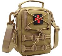 YONCONO Tactical Molle Pouch, Large Capacity Military IFAK Medical EMT Bag EDC Organizer First Aid Pouch with Detachable Shoulder Strap (Tan)