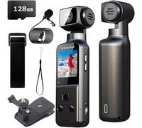 YONDENE Body Camera 5K with External Microphone, Mini Video & Audio Pocket Cam 270° Rotation Camera for Outdoor Sport, Bike, Travel, Police Law Enforcement, Personal Civilians, 128GB Included