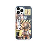 Yonds Queen Compatible with iPhone 15 Pro Cute Case, Cool Cartoon Astronaut Space Moon Design Stylish IMD Cover Bumper Shockproof Anti-Slip Protector Fashion Case (Yellow, iPhone 15 Pro)