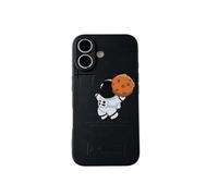 Yonds Queen Compatible with iPhone 16 Cute Case, Cartoon Astronaut Space Planet Moon Design Stylish Bumper TPU Rubber Protective Anti-Slip Shockproof Case(Black Basket, iPhone 16)