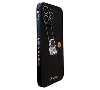 Yonds Queen for iPhone 12 Pro Cute Case, Cool Cartoon Swing Astronaut Planet Moon Design Stylish Soft TPU Bumper Shockproof Anti-Slip Protector Case (iPhone 12 Pro, Black Planet)