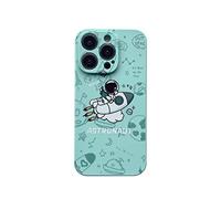 Yonds Queen for iPhone 14 Pro Clear Cute Case, Cool Cartoon Astronaut Space Planet Moon Design Stylish TPU Bumper Shockproof Anti-Slip Protector Fashion Case (Green Rocket, iPhone 14 Pro)