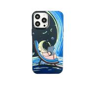 Yonds Queen for iPhone 14 Pro Max Cute Case, Cool Cartoon Astronaut Space Planet Moon Laser Glitter Bling Design Stylish Bumper Shockproof Anti-Slip Protector Case (Black Planet, iPhone 14 Pro Max)