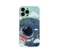 Yonds Queen for iPhone 15 Pro Max Cute Case, Cool Cartoon Astronaut Planet Moon Space Design Stylish TPU Bumper Shockproof Anti-Slip Protector Fashion Case (Green Moon, iPhone 15 Pro Max)