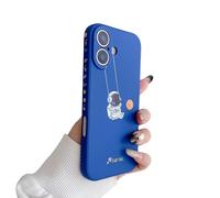 Yonds Queen for iPhone 16 Cute Case, Cool Cartoon Swing Astronaut Planet Moon Space Design Stylish Soft TPU Bumper Shockproof Anti-Slip Protector Fashion Case (Blue Planet, iPhone 16)