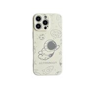 Yonds Queen for iPhone 16 Pro Cute Case, Cool Cartoon Astronaut Rocket Moon Space Design Stylish Soft TPU Bumper Shockproof Anti-Slip Protector Fashion Case (Fly White, iPhone 16 Pro)