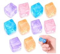 YONEEKSS 10 Pcs Mini Ice Cube Squeeze Toys, Soft Elastic Sensory Toys, Ice Cube Shape Fidget Toy, Stress Cube Stress-Relieving Little Thing for Family or Friend Gift Party (Random Colors)
