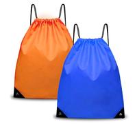 YONEEKSS 2 Pack Drawstring Bags, PE Bags Drawstring Gym Bag for Kids Adults, String Swimming Bag Trainer Bag, Personalised Drawstring Backpack bag for Sports, School, Gym, Travel (blue and orange)