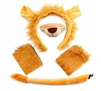 YONEEKSS 5 Pieces Lion Fancy Accessories, Lion Costume Set Including Lion's Tail Nose Ears Headband Claw Gloves for Halloween Fancy Dress Party Cosplay
