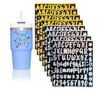 YONEEKSS 8 Sheets Vinyl Letter Stickers, Self-Adhesive Glitter Alphabet, Waterproof Mini Size DIY Decoration for Stanley Cups, Water Bottles, Scrapbooks