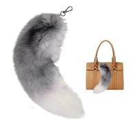 YONEEKSS Animal Tail Key Ring, Fox Tail 15.75inch Shaggy Fur Tail Fox Tail Keychain, Long Charm Keychain for Handbag Backpack for Women Girls