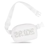 YONEEKSS Pearl Waist Bag, Bachelorette Gifts for Bride Fanny Pack with Adjustable Strap, Bride to be Gifts for Bridal Shower Party Wedding Day White